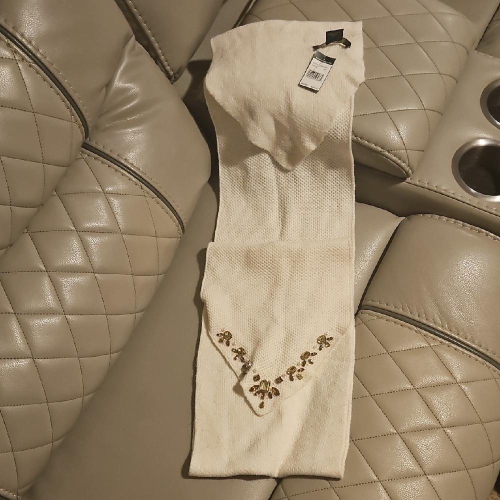 Lauren Ralph Lauren Cream Scarf with Gold Accents